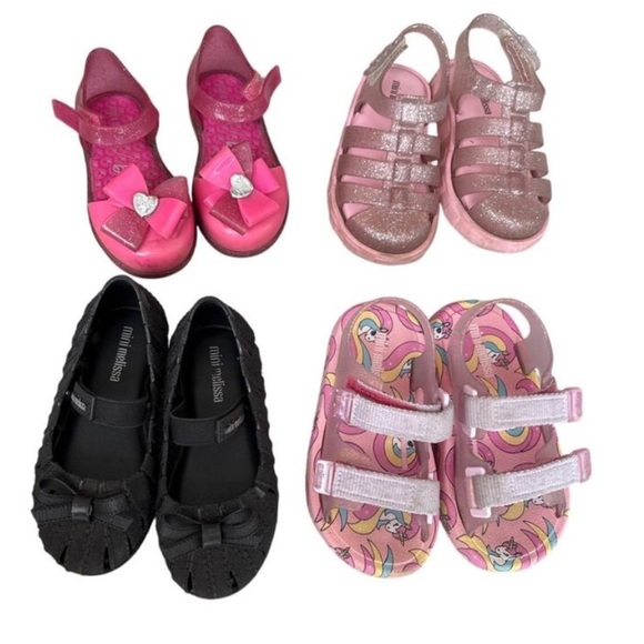 4 pairs mini Melissa toddler shoes size 7&8 - Picture 1 of 6